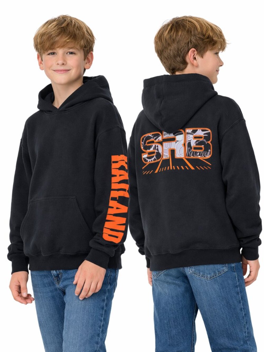 Miami Sports Mashup Hoodie Youth Large 14 16 Black Orange Sweatshirt